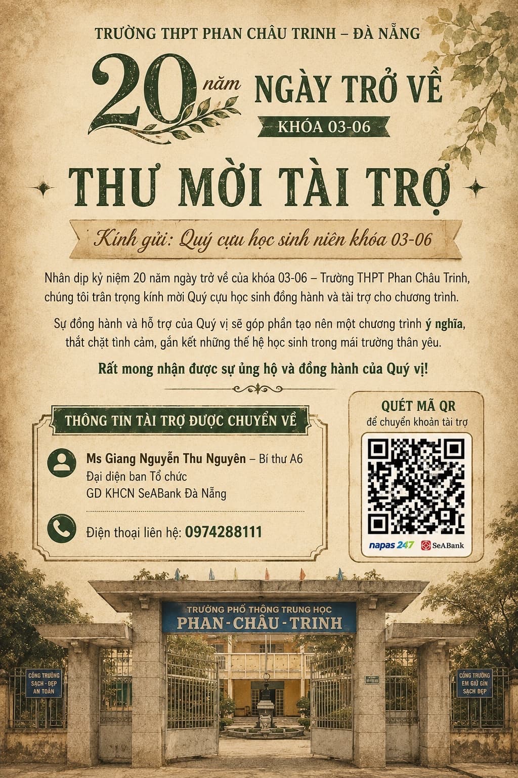 Thư mời tài trợ hội khóa PCT 20 năm